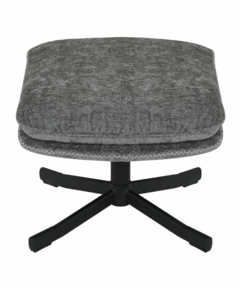 Karmen Swivel Relax Chair – Light Grey Chenille with Ottoman