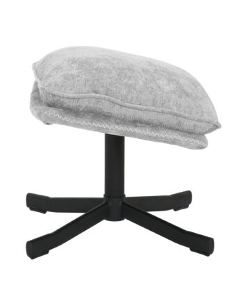 Karmen Swivel Relax Chair – Light Grey Chenille with Ottoman