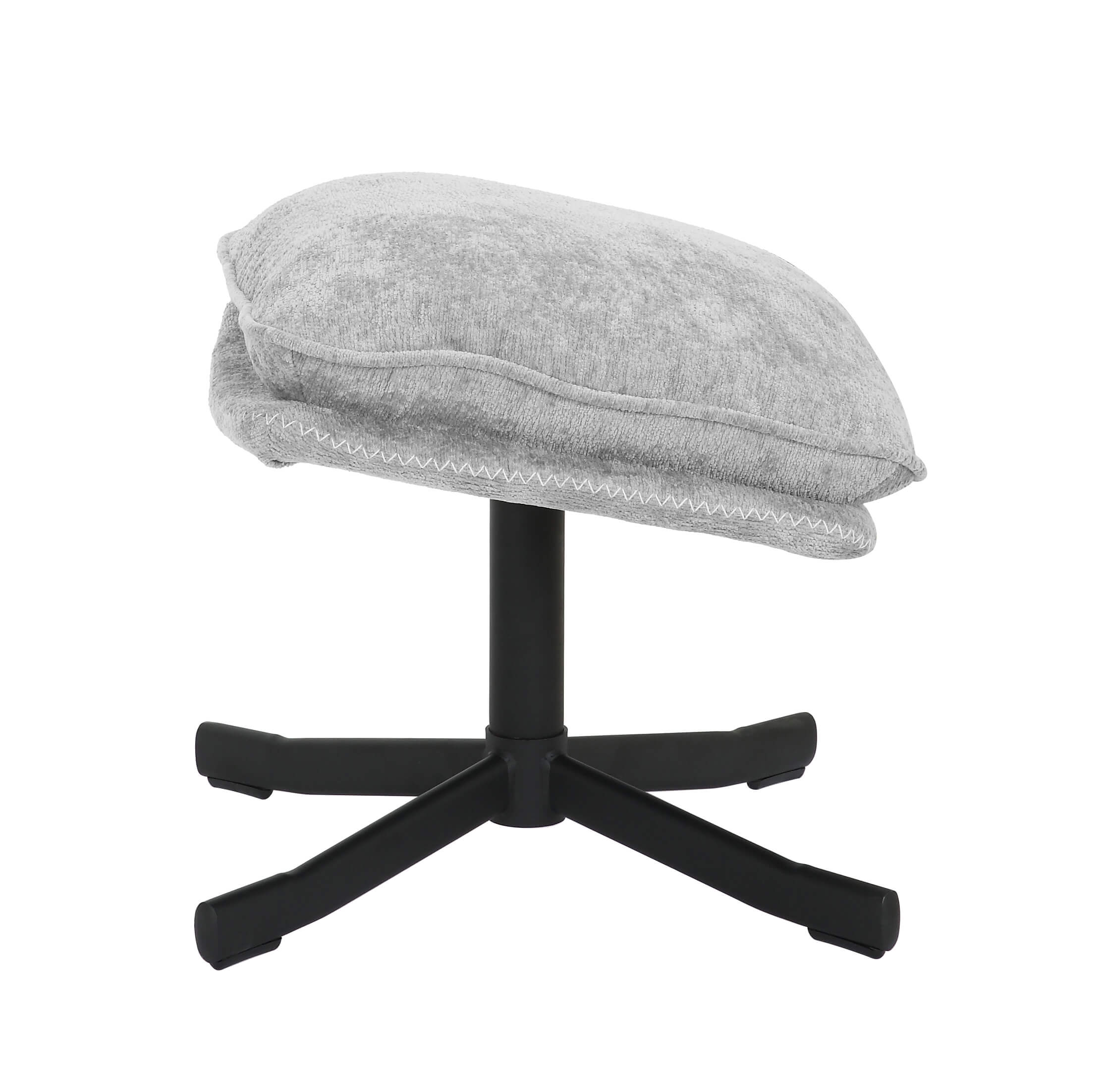 Karmen Swivel Relax Chair – Light Grey Chenille with Ottoman