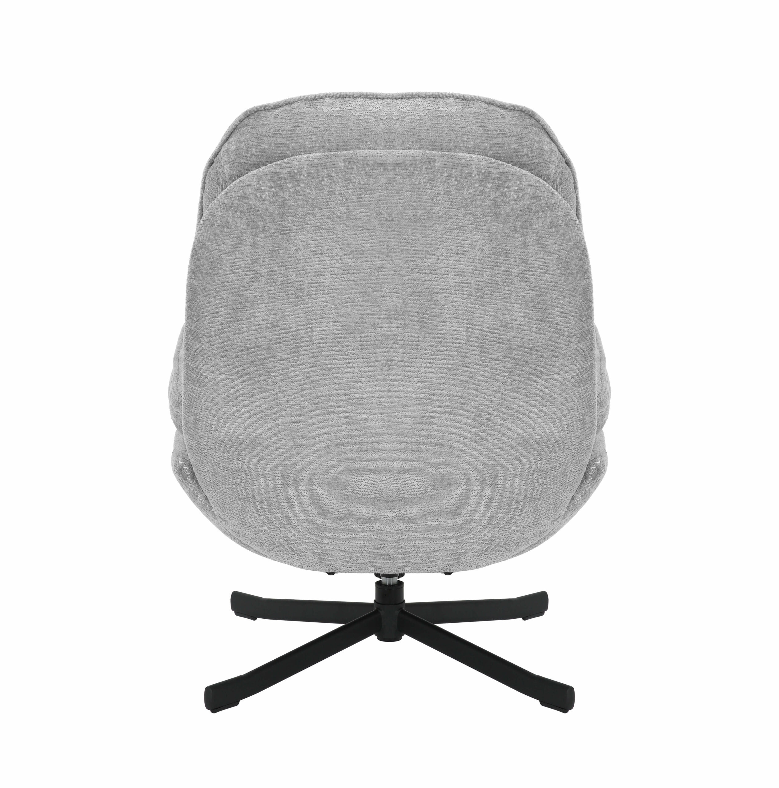 Karmen Swivel Relax Chair – Light Grey Chenille with Ottoman