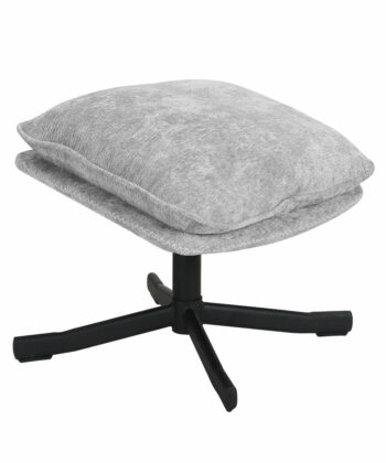 Karmen Swivel Relax Chair – Light Grey Chenille with Ottoman