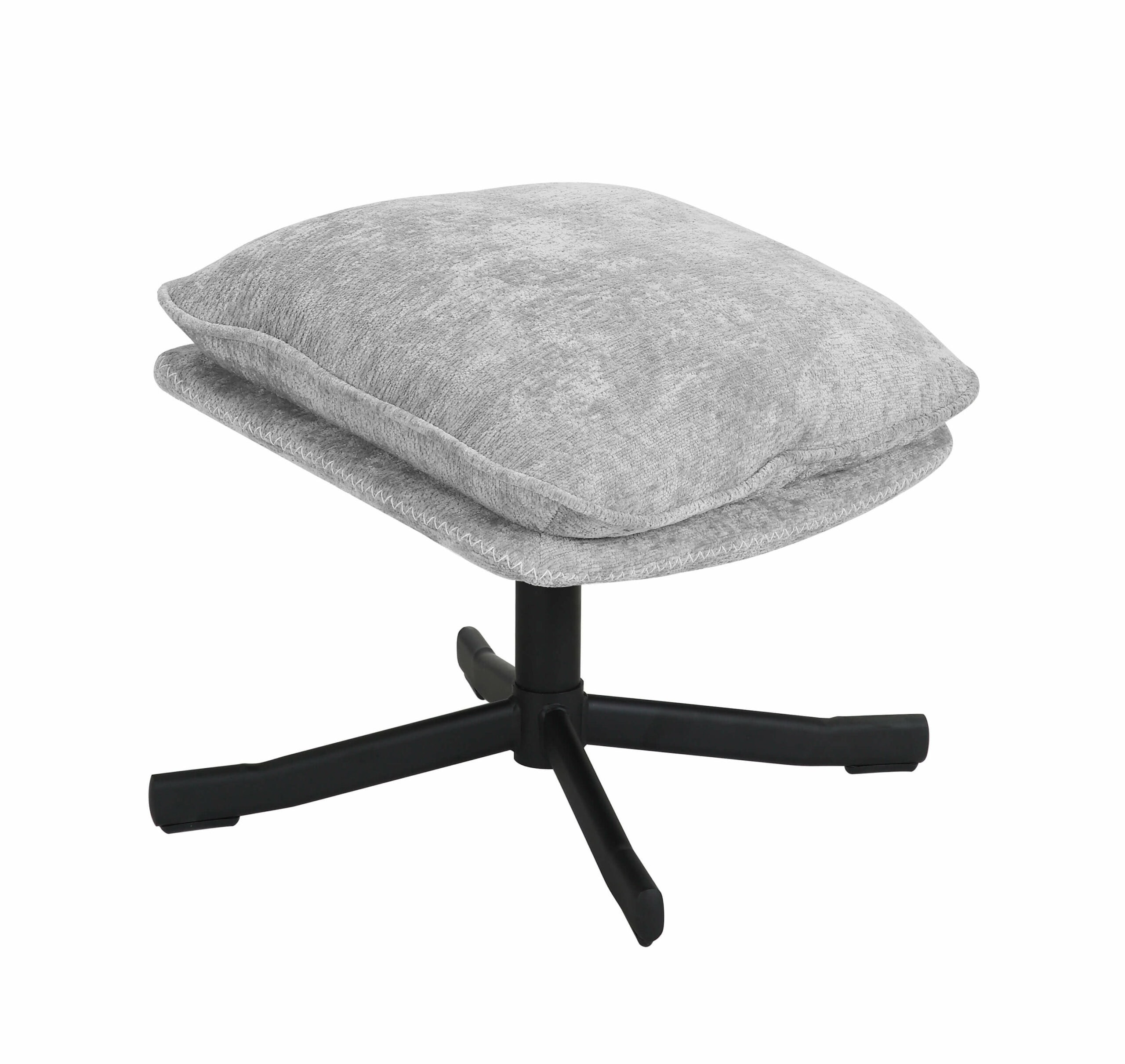 Karmen Swivel Relax Chair – Light Grey Chenille with Ottoman