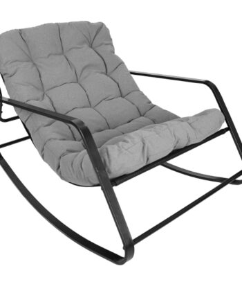 Kenia Grey Rocking Lounge Chair – Outdoor Indoor Rocker with Removable Cushions