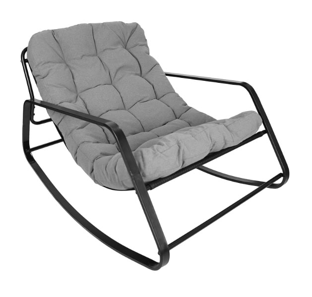 Kenia Grey Rocking Lounge Chair – Outdoor Indoor Rocker with Removable Cushions