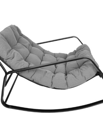 Kenia Grey Rocking Lounge Chair – Outdoor Indoor Rocker with Removable Cushions