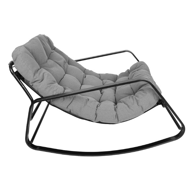Kenia Grey Rocking Lounge Chair – Outdoor Indoor Rocker with Removable Cushions
