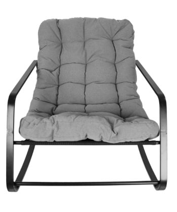 Kenia Grey Rocking Lounge Chair – Outdoor Indoor Rocker with Removable Cushions
