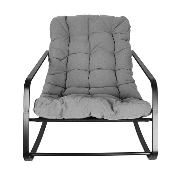 Kenia Grey Rocking Lounge Chair – Outdoor Indoor Rocker with Removable Cushions