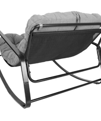 Kenia Grey Rocking Lounge Chair – Outdoor Indoor Rocker with Removable Cushions