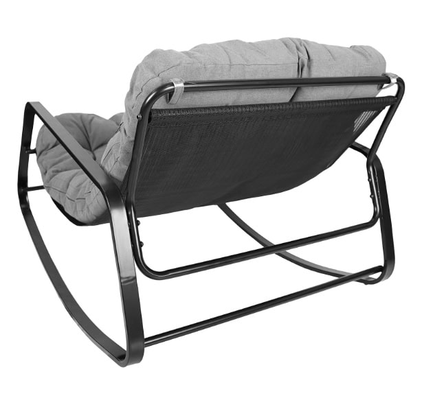 Kenia Grey Rocking Lounge Chair – Outdoor Indoor Rocker with Removable Cushions