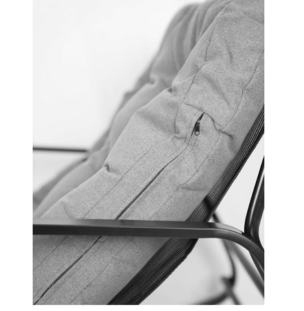 Kenia Grey Rocking Lounge Chair – Outdoor Indoor Rocker with Removable Cushions