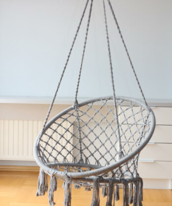 Kolumbia Black Boho Hanging Chair – Cotton Rope Swing “Stork’s Nest”