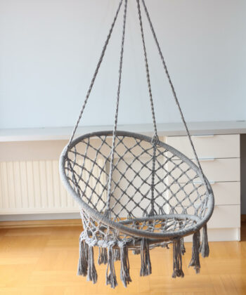 Kolumbia Black Boho Hanging Chair – Cotton Rope Swing “Stork’s Nest”