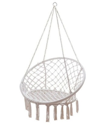 Kolumbia Black Boho Hanging Chair – Cotton Rope Swing “Stork’s Nest”