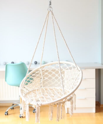 Kolumbia Black Boho Hanging Chair – Cotton Rope Swing “Stork’s Nest”
