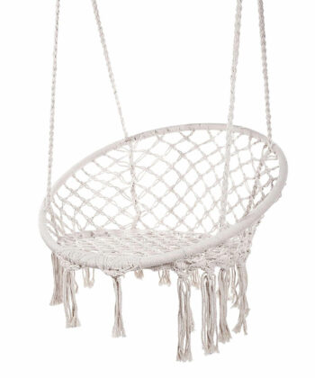 Kolumbia Black Boho Hanging Chair – Cotton Rope Swing “Stork’s Nest”