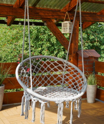Kolumbia Black Boho Hanging Chair – Cotton Rope Swing “Stork’s Nest”