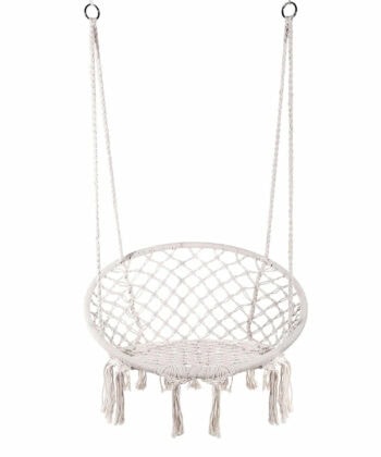 Kolumbia Black Boho Hanging Chair – Cotton Rope Swing “Stork’s Nest”