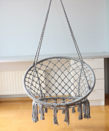 Kolumbia Black Boho Hanging Chair – Cotton Rope Swing “Stork’s Nest”