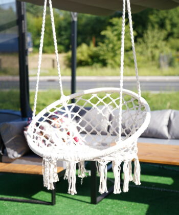 Kolumbia Black Boho Hanging Chair – Cotton Rope Swing “Stork’s Nest”