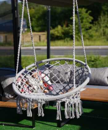 Kolumbia Black Boho Hanging Chair – Cotton Rope Swing “Stork’s Nest”