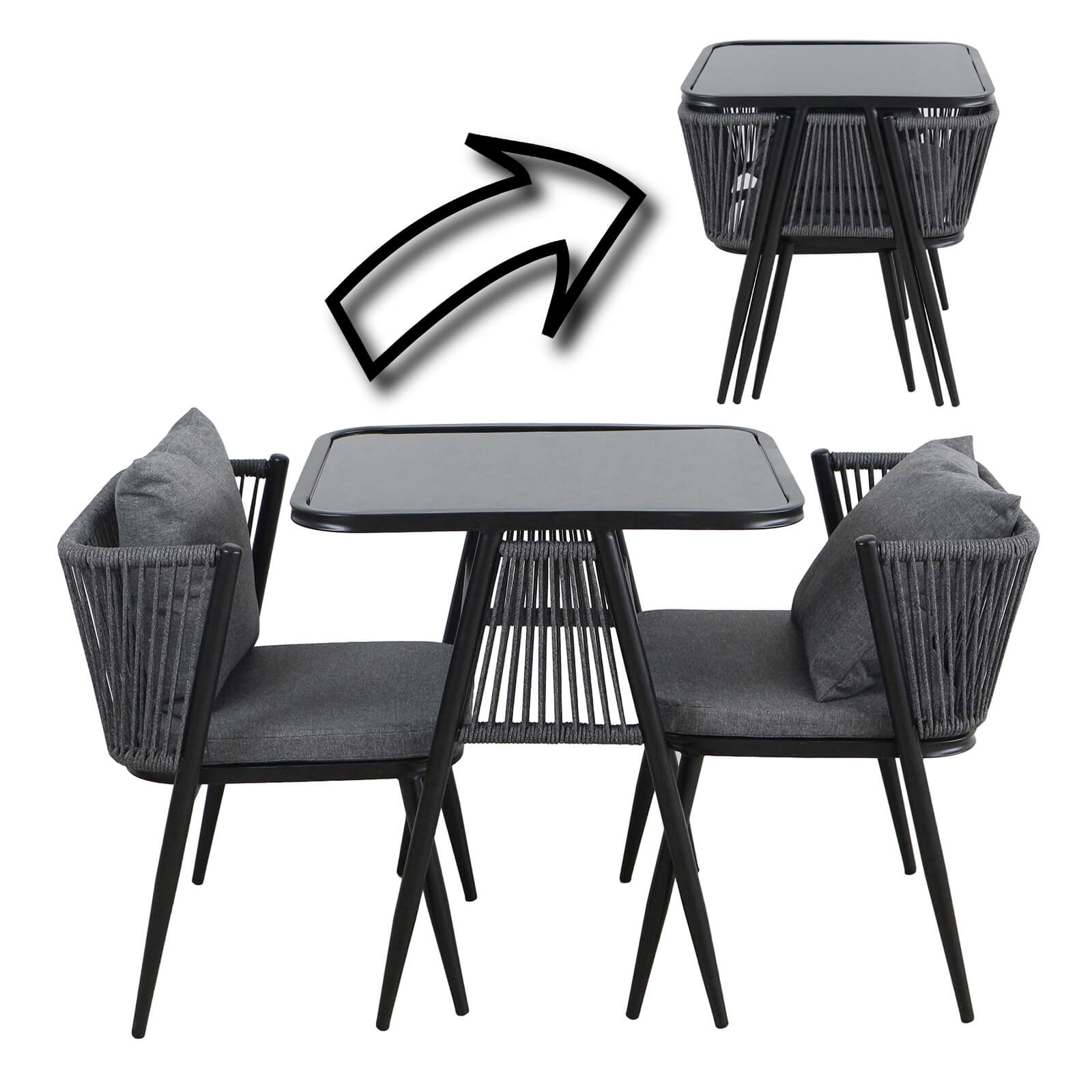 Korfu Coastal Patio Set – Beige Outdoor Table + 2 Chairs