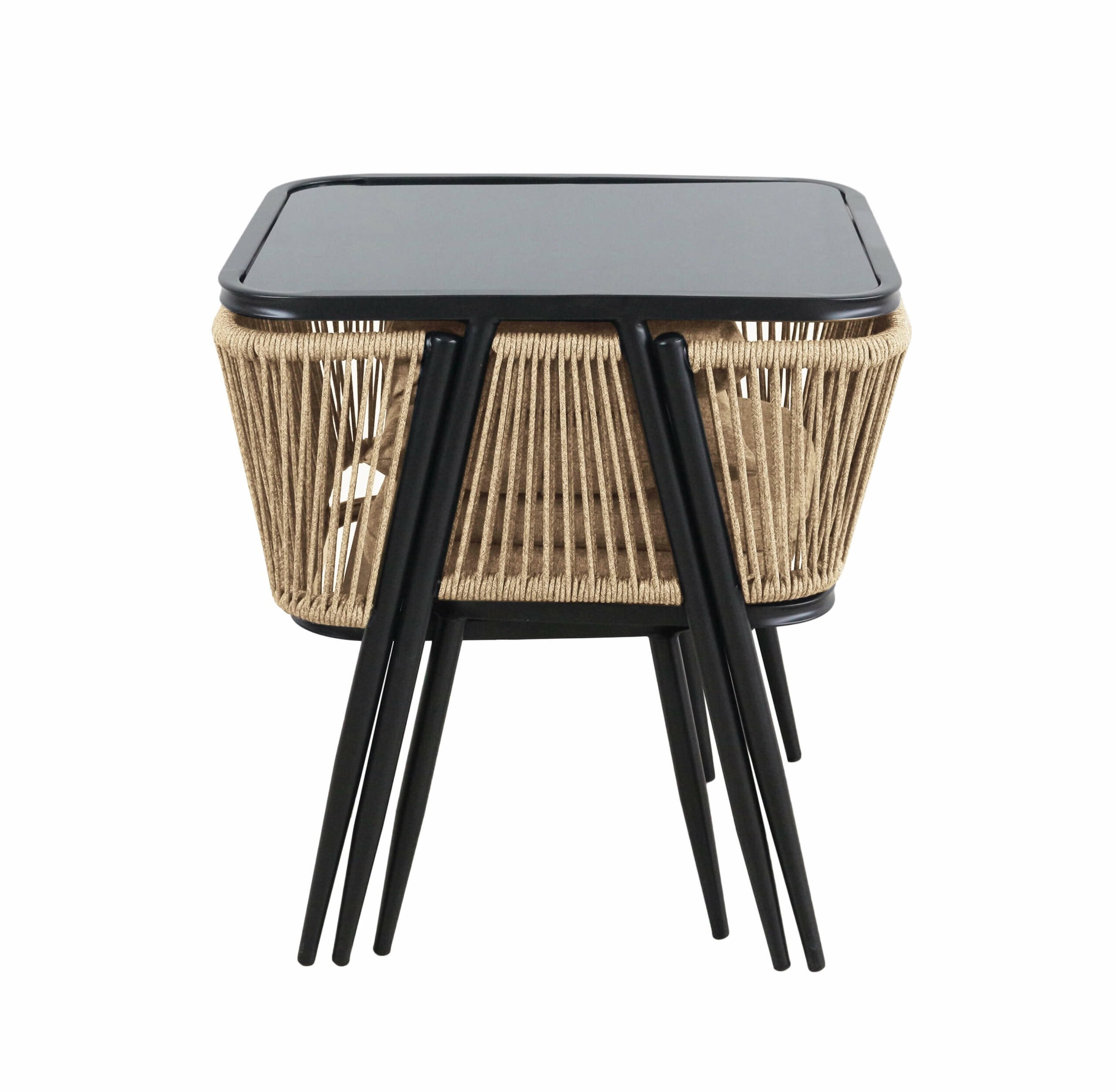 Korfu Coastal Patio Set – Beige Outdoor Table + 2 Chairs