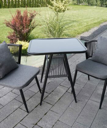 Korfu Coastal Patio Set – Beige Outdoor Table + 2 Chairs