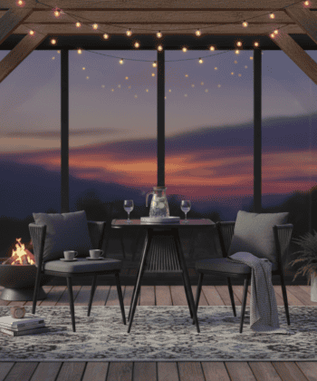 Korfu Coastal Patio Set – Beige Outdoor Table + 2 Chairs