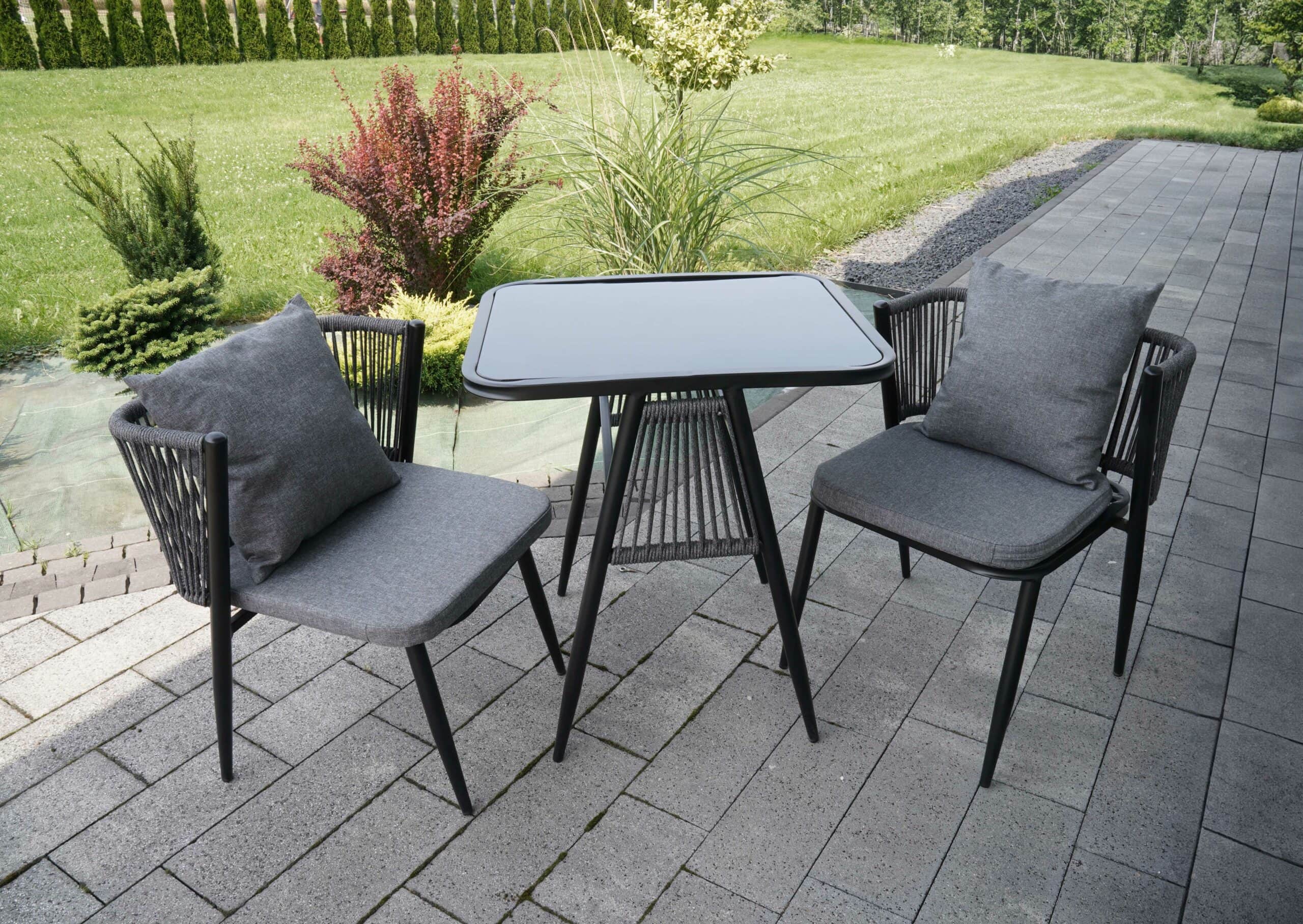 Korfu Coastal Patio Set – Beige Outdoor Table + 2 Chairs