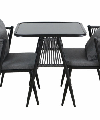 Korfu Coastal Patio Set – Beige Outdoor Table + 2 Chairs