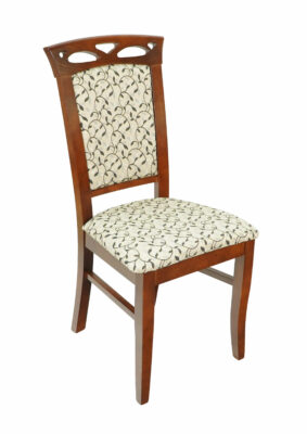 Ecco Italian Leaf Chair &ndash; Beech Walnut Frame with Beige Floral Upholstery