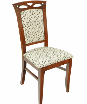Ecco Italian Leaf Chair – Beech Walnut Frame with Beige Floral Upholstery