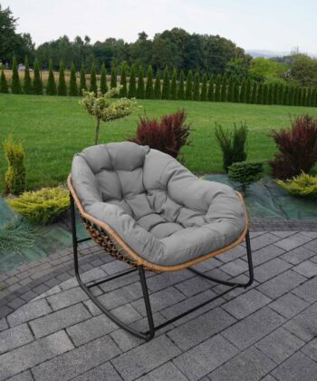 Leo Grey Rattan Rocking Chair – Garden, Terrace and Living Room Relax Seat