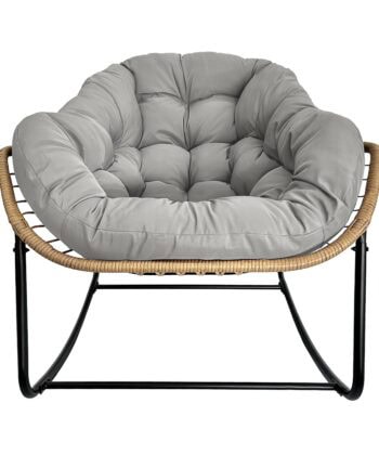Leo Grey Rattan Rocking Chair – Garden, Terrace and Living Room Relax Seat