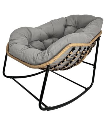 Leo Grey Rattan Rocking Chair – Garden, Terrace and Living Room Relax Seat