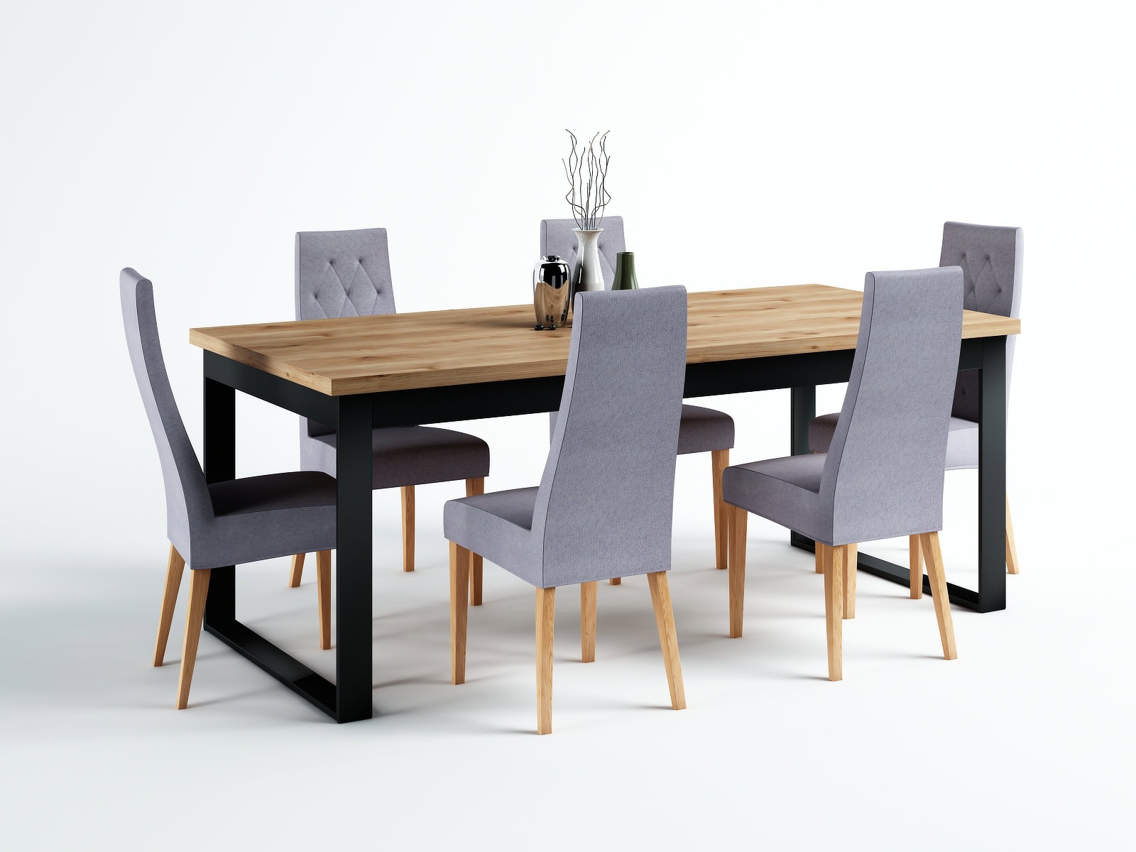 Luxury Oak Comfort KR-11 – Natural Oak Frame with Grey Quilted Seat