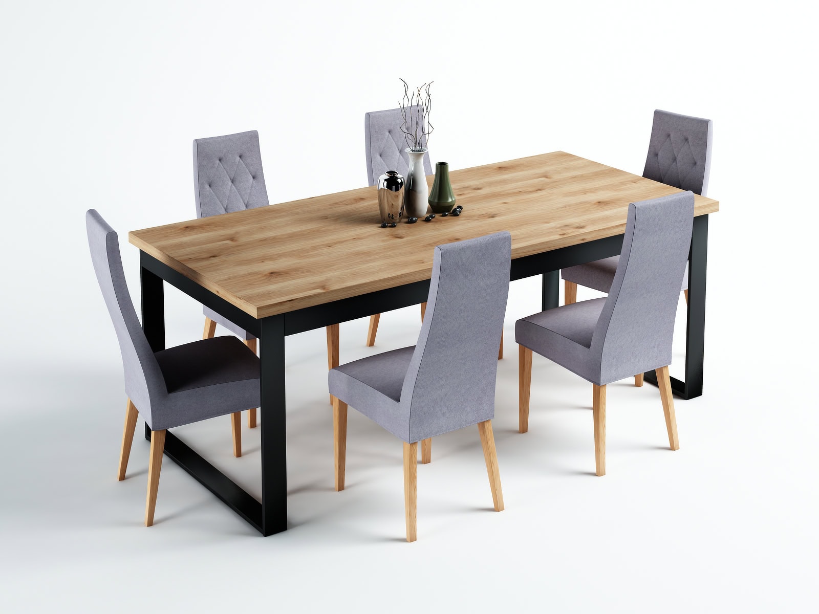 Luxury Oak Comfort KR-11 – Natural Oak Frame with Grey Quilted Seat