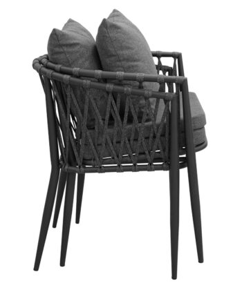 Madera Coastal Lounge Chair – Beige Outdoor Wicker Armchair with Cushions
