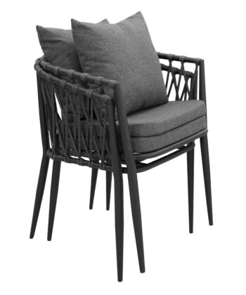 Madera Coastal Lounge Chair – Beige Outdoor Wicker Armchair with Cushions