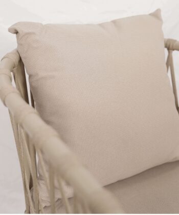 Madera Coastal Lounge Chair – Beige Outdoor Wicker Armchair with Cushions
