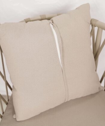 Madera Coastal Lounge Chair – Beige Outdoor Wicker Armchair with Cushions