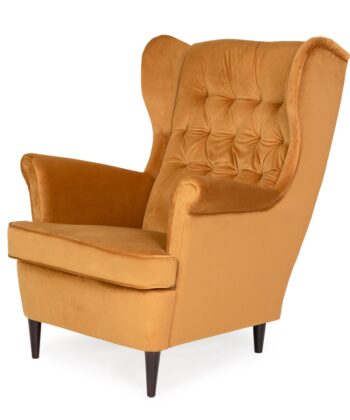 Midnight Regal Wingback Chair – Navy Velvet Scandinavian Uszak Lounge