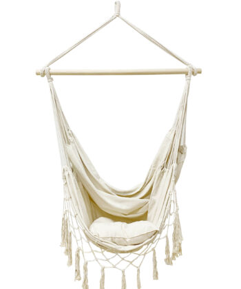 Brasilia Grey Boho Brazilian Hanging Chair – Tassel Stork's Nest Swing Seat