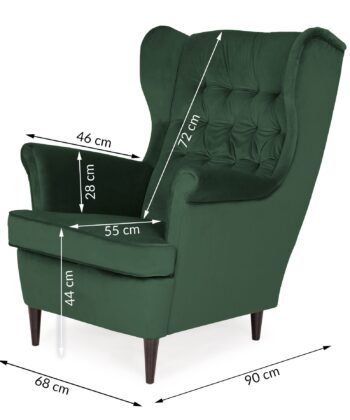 Midnight Regal Wingback Chair – Navy Velvet Scandinavian Uszak Lounge