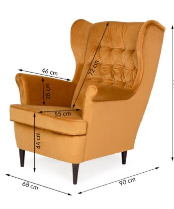 Midnight Regal Wingback Chair – Navy Velvet Scandinavian Uszak Lounge