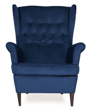 Midnight Regal Wingback Chair – Navy Velvet Scandinavian Uszak Lounge