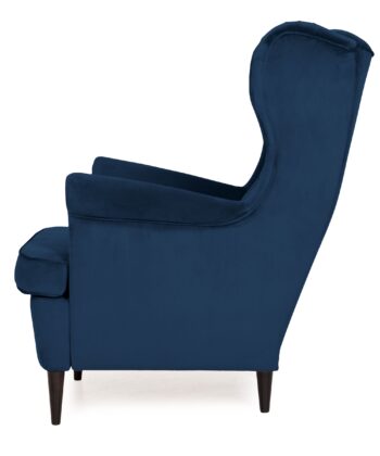 Midnight Regal Wingback Chair – Navy Velvet Scandinavian Uszak Lounge