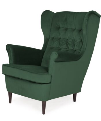 Midnight Regal Wingback Chair – Navy Velvet Scandinavian Uszak Lounge