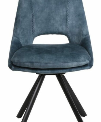 Munich Retro Stitch Chair – Black Metal Legs with Chenille Upholstery